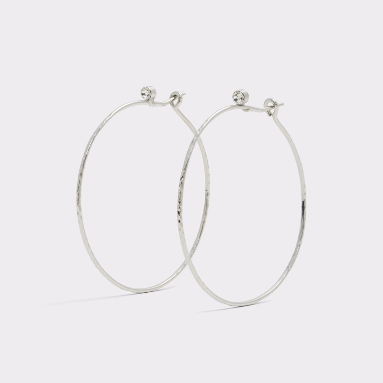 Aldo Fashion Last Chance Rarang Hoop Earrings Silver-Clear Multi