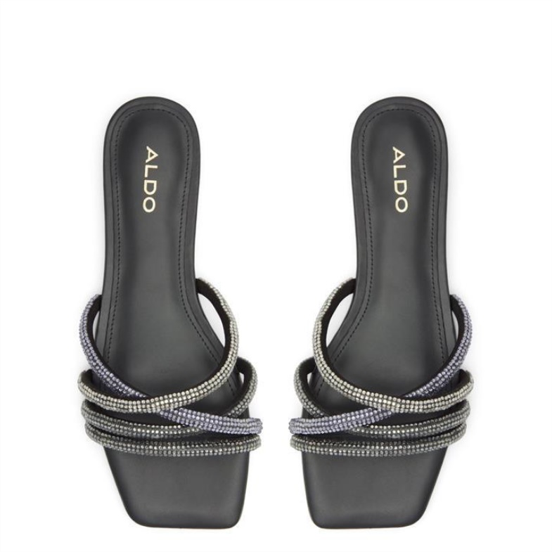 Fashion Black Aldo Rossie Flat Sandals Aldo