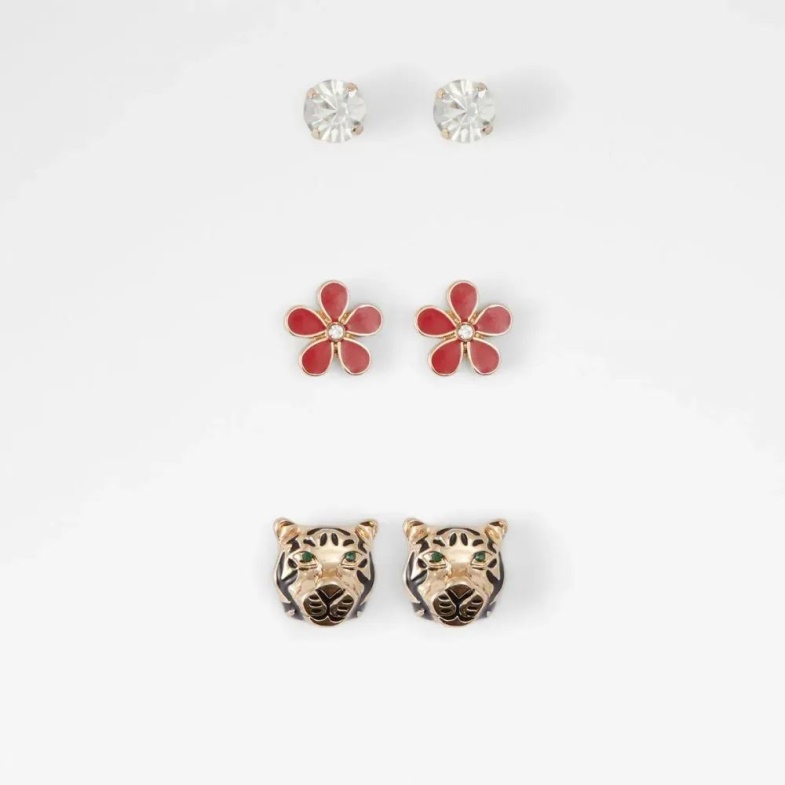 Fashion Aldo Gold Multi Kaeldan Women's Accessories Three-Pair Set Earrings