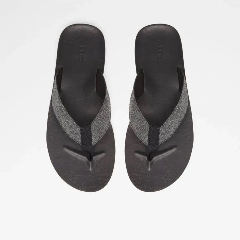 Black Aldo Fashion Weallere Men's Flat Thong Sandal